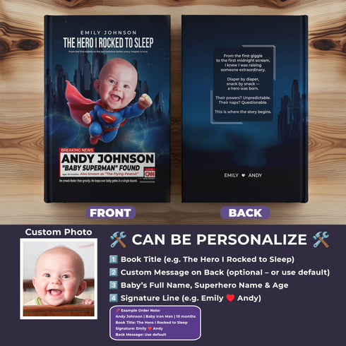 Personalized Baby Superman Notebook – Custom Hero Journal with Baby Photo & Name
